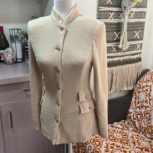 St. John Cream Blazer with Gold Buttons